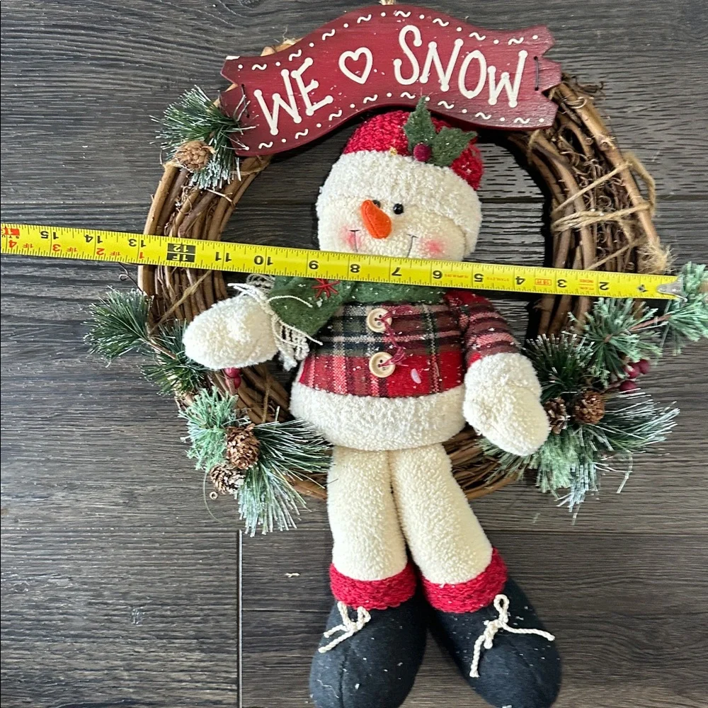 Festive Snowman Christmas/winter season Wreath - “We ❤️ Snow” 13”